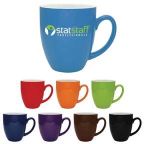 16 oz. Duo-Tone Bistro Collection Ceramic Mug - 4.25" H x 3.75" Diameter